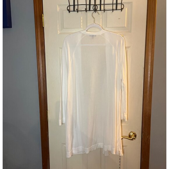 Eileen Fisher women’s XL Open Front long semi-sheer lightweight White Cardigan - Picture 2 of 9